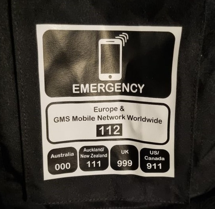 This jacket has emergency contact numbers on the inside.