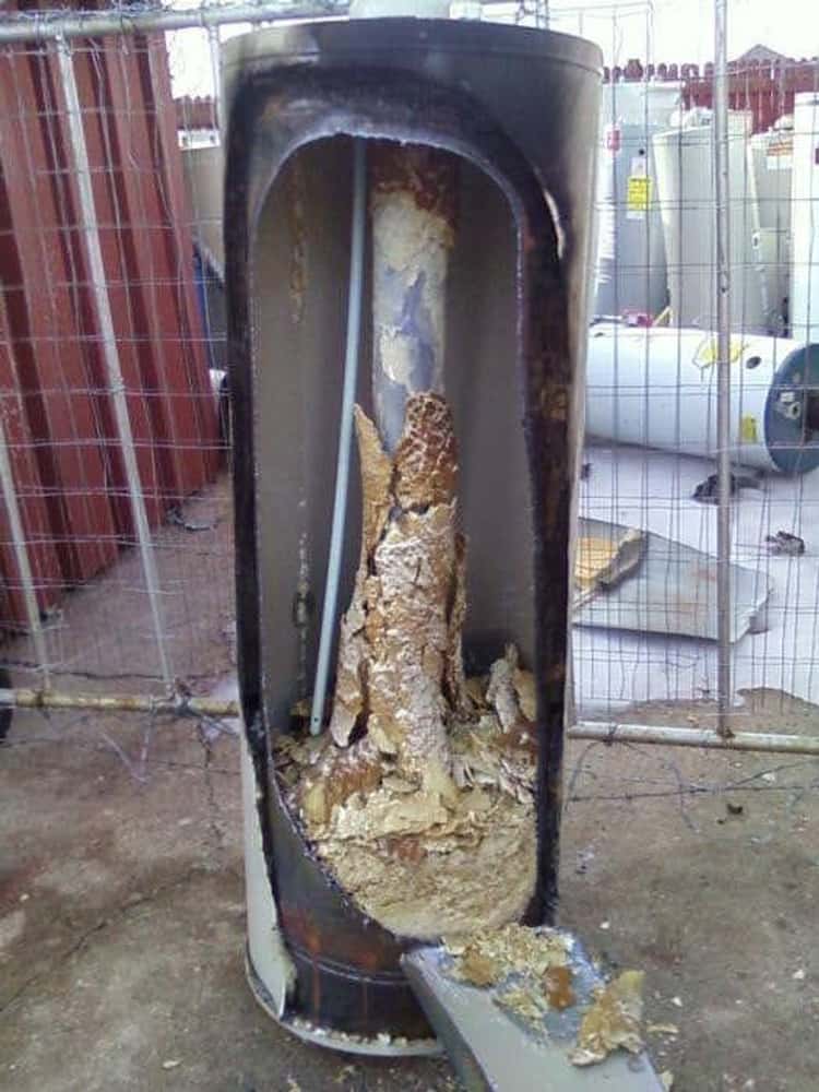 A water heater from a place with hard water