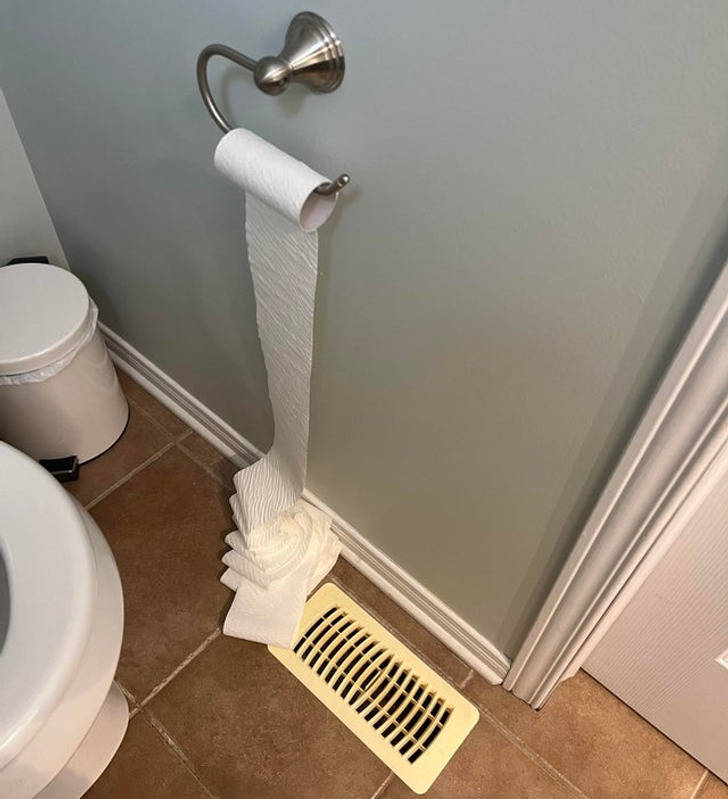 “The vent in my bathroom unrolls my toilet paper.”