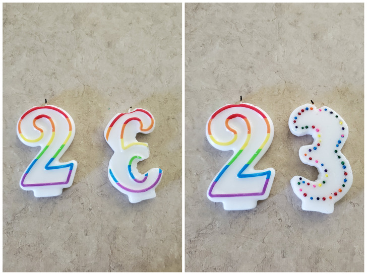 “My sister whittled a ’3′ out of a ’6′ candle for my birthday cake.”