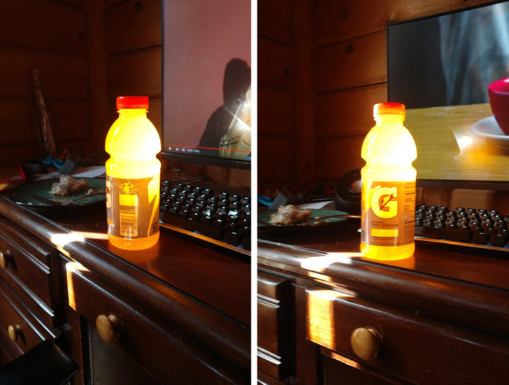“Gatorade in a beam of sunlight looks like it’s glowing.”