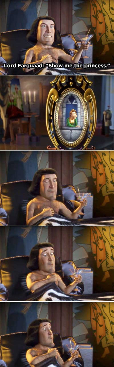 adult jokes in kid shows and movies - There’s a scene in Shrek where Lord Farquaad was looking at Fiona through his mirror and he nervously pulled up the sheet, implying he had a boner.