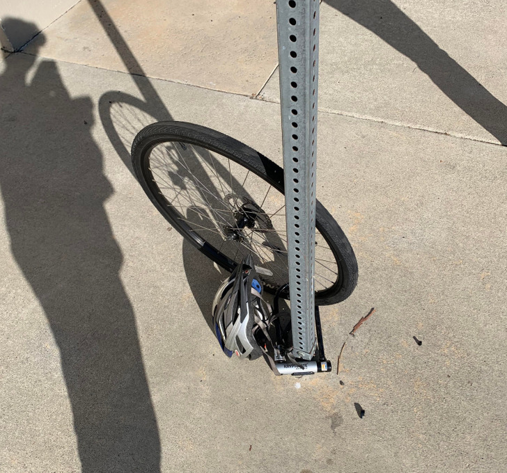 patient people - Someone took my bike and left one wheel.