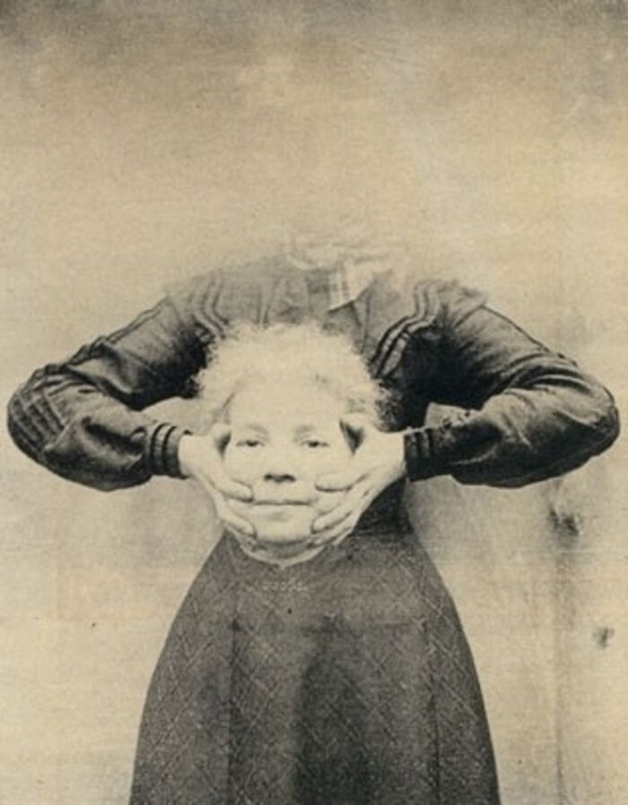 fascinating facts - there was a trend of headless photography in 19th century Britain ("Victorian Headless Portraits"). The models usually had their heads in a platter, or were holding them in their hands. This was made by taking multiple photos and combi