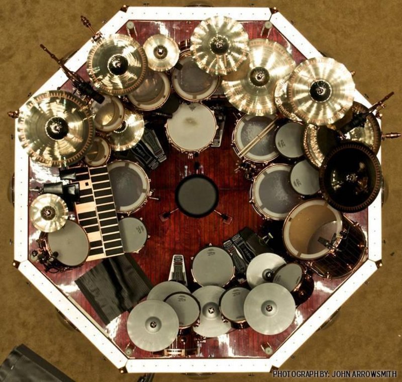 alternate angles - Neil Peart’s drum set from the top