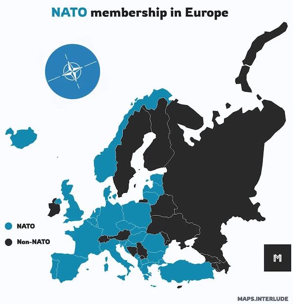 map of europe grey - Nato membership in Europe do Nato NonNato M Maps.Interlude