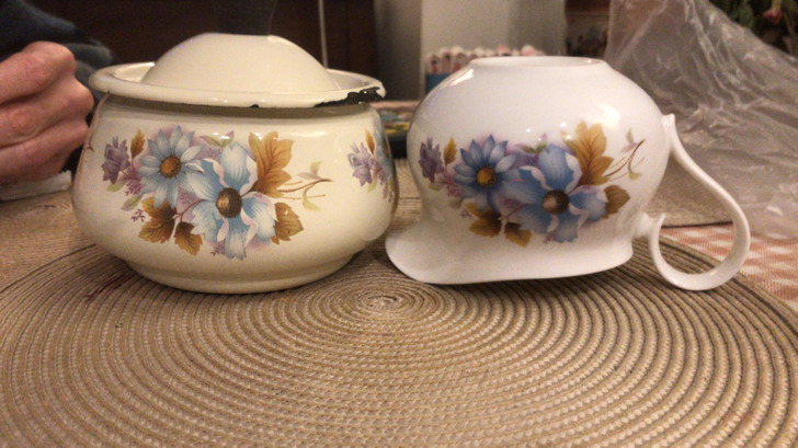 “My girlfriend has a piece of china made in England and a Kazakhstani enamel pot with identical flower patterns.”