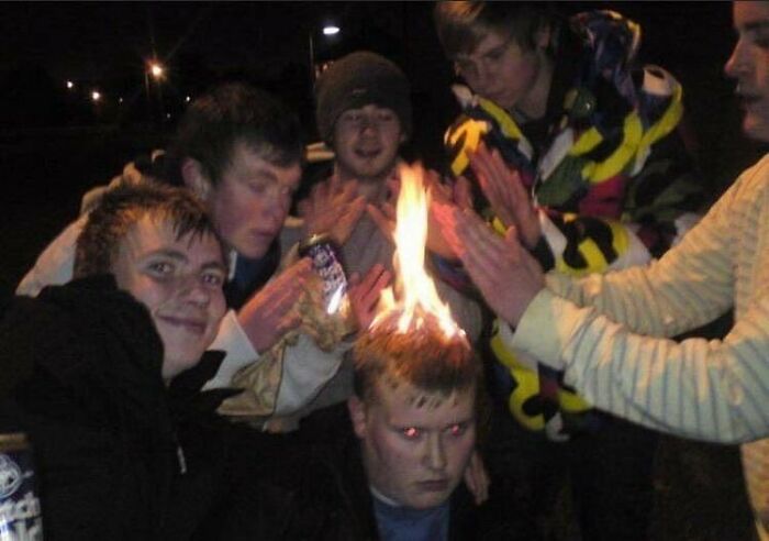 wtf pics - cursed images - guy with head on fire