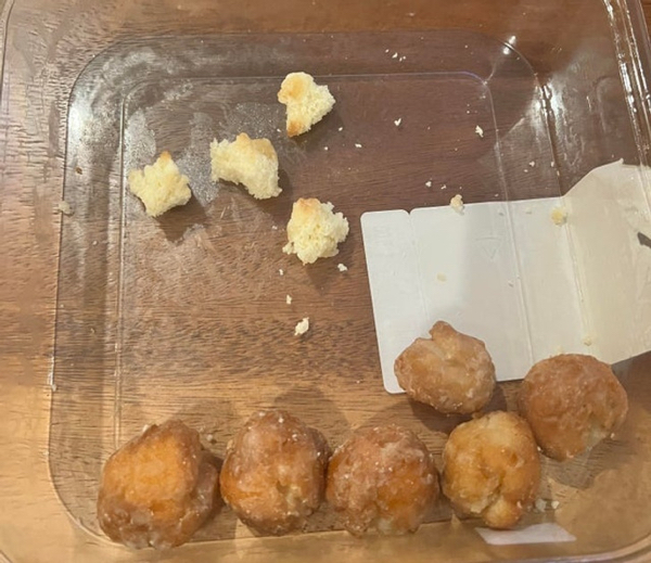 My wife likes to eat the outside of donut holes and then ask me if I want the “carcasses.”