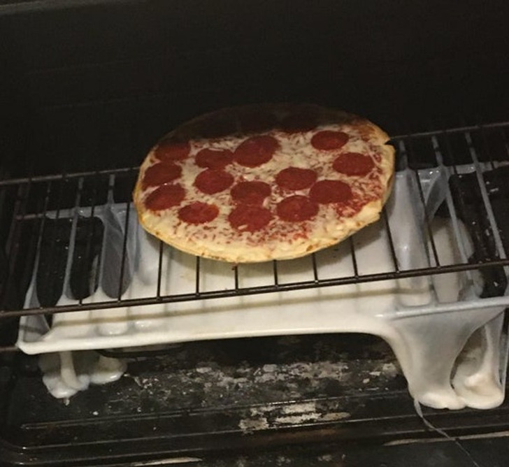 “My brother put a chopping board under the pizza to catch the stuff it drops.”