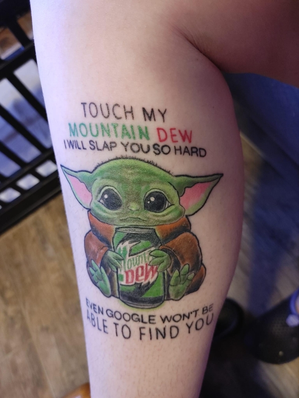 worst tattoos - wtf tattoos - iFunny - Touch My Mountain Dew I Will Slap You So Hard beeld Lble To Find You Ven Google Won'T Be