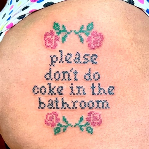 worst tattoos - wtf tattoos - tattoo - please don't do coke in the bathroom