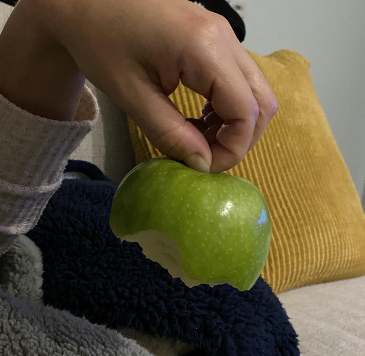 “My wife eats apples from the bottom...including the core.”