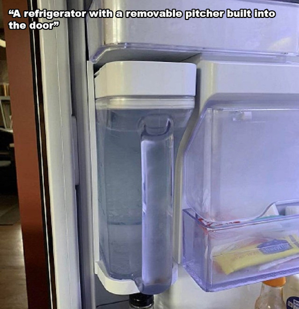 clever ideas and cool inventions - fridge with removable water pitcher - "A refrigerator with a removable pitcher built into the door 22