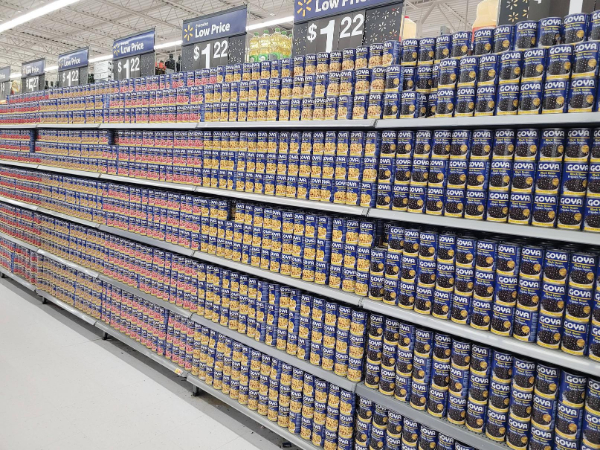 “Local supermarket has an entire aisle devoted to beans.’