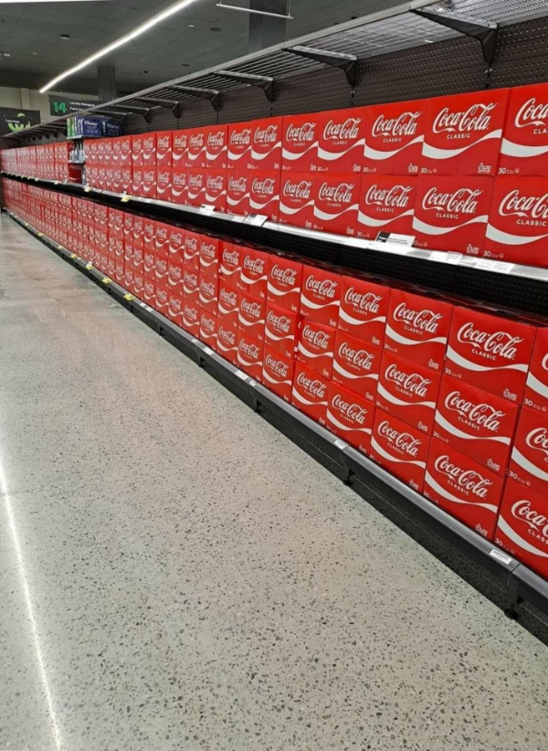 “This huge aisle of coke, is the only soda option at my local supermarket.”