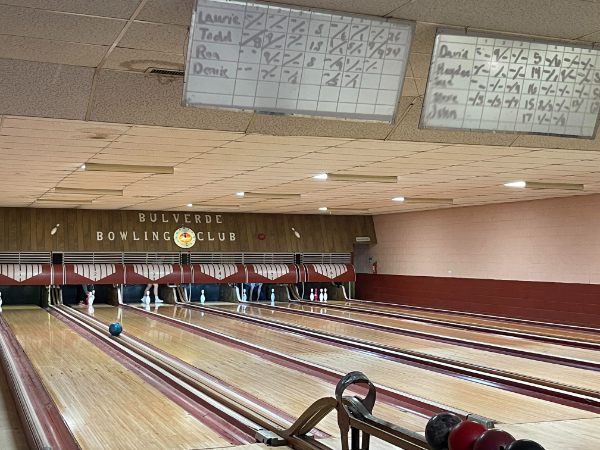 “I bowled at a vintage alley where actual people reset the pins and roll the bowling-ball back. The scores are kept on glass and projected above.”