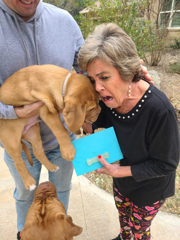 Our cross-country mission to surprise my mom with her new puppy was a total success.