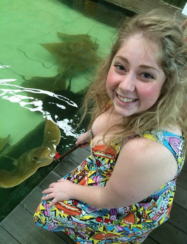 Here’s a photo of the happiest day of my life, I got to feed a shark, and stingrays too. This photo was seconds before I burst into tears of happiness.