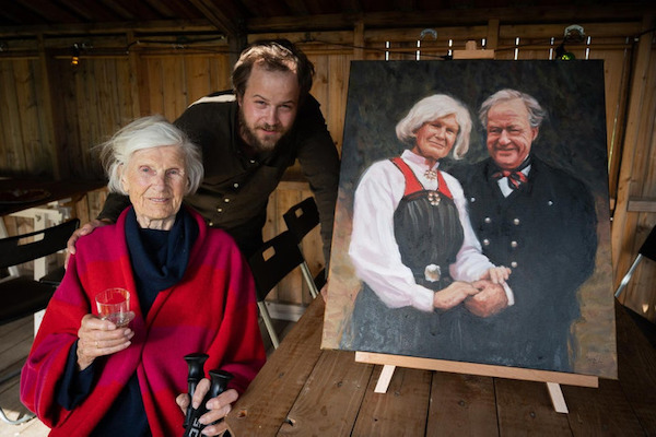 I gave my grandma a painting of her and my late grandfather for her ninety-third birthday.