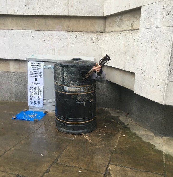 Weird and Wild Discoveries - Found a dude playing from inside a trash can