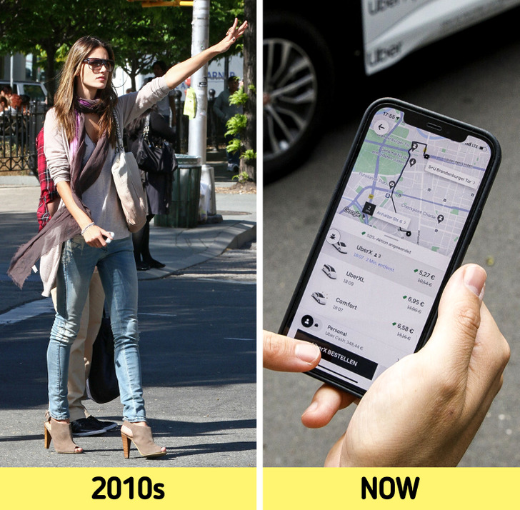 How the world has changed  - We used to hail a taxi by waving our hands only a decade ago, and today we can call a taxi using a smartphone app.