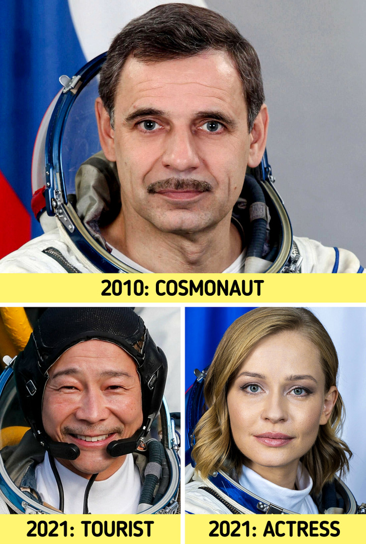 How the world has changed  - Space travel has become more accessible. More and more tourists have visited the ISS, and now we even shoot films there.