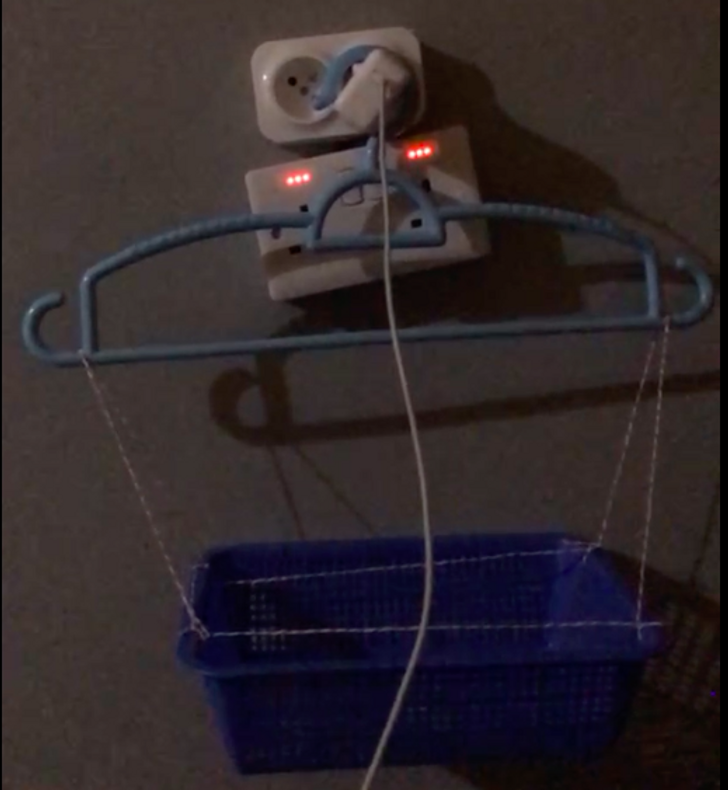 “My girlfriend made a jerry-rigged basket to hold her devices in while they charge.”