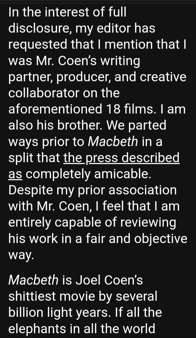 unlucky people - monochrome - In the interest of full disclosure, my editor has requested that I mention that I was Mr. Coen's writing partner, producer, and creative collaborator on the aforementioned 18 films. I am also his brother. We parted ways prior