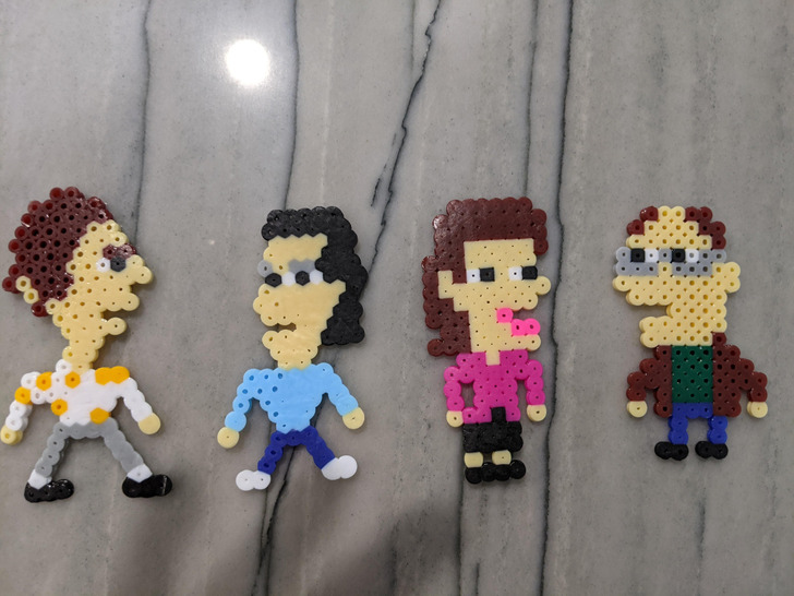 “My 11-year-old daughter made the Seinfeld cast out of perler beads for my wife for mother’s day.”