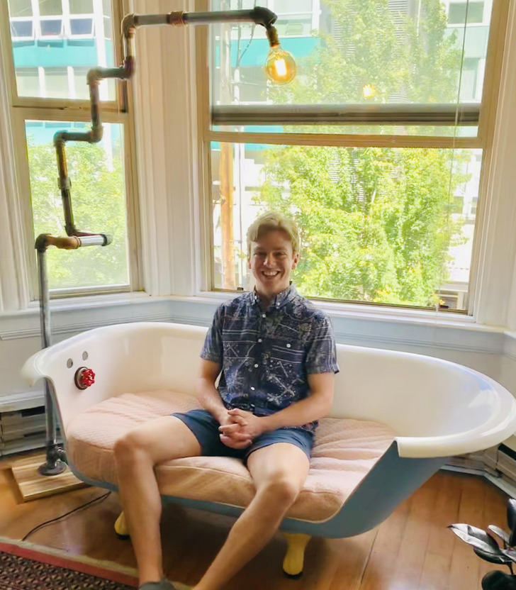 “This couch I made out of a bathtub”