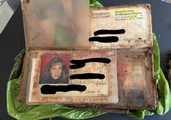 My mom’s purse was stolen in the 80s at a hiking trailhead. Today someone messenged her that they found it deep in the woods. The leather was all destroyed, but she is getting some cool keepsakes back.