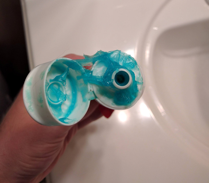 “My son’s toothpaste, ugh...”