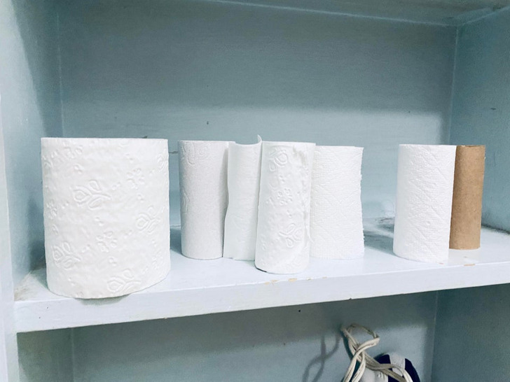 “My boyfriend’s toilet paper graveyard.”