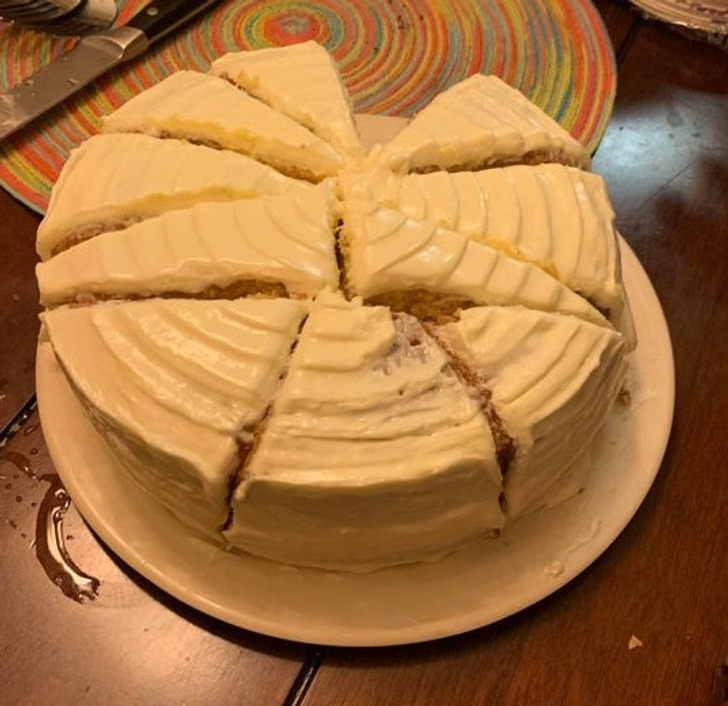 It probably did not please guests to have oddly cut portions of cake.