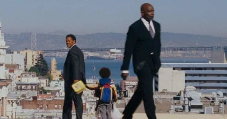 "In The Pursuit of Happyness (2006), Will Smith walked past the real Chris Gardner, the man he played and the movie was based on."