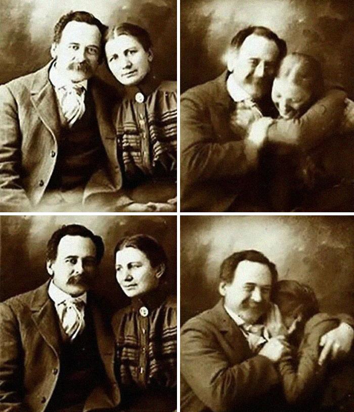 fascinating photos form history  -   A Victorian Couple Try Not To Laugh While Getting Their Portraits Done // 1890