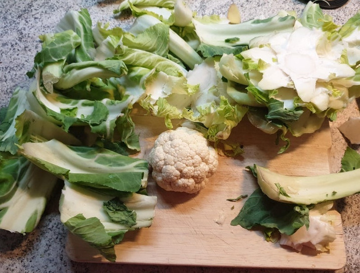 “The actual size of my cauliflower after removing the greens”