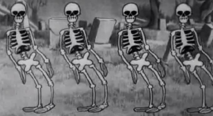 creepy af facts - cartoon skeleton gif