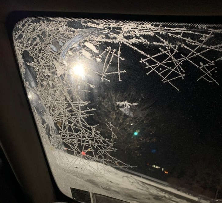 “The way these crystals formed on my windshield”