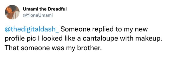 savage insults - amanda knox tweet - Umami the Dreadful replied to my new profile pic I looked a cantaloupe with makeup. That someone was my brother.