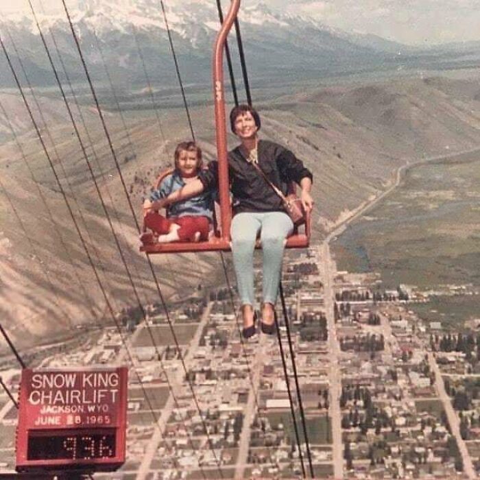Historical photos - old photos - safety standards in the 1960s - Snow King Chairlift Jackson Wyo June 28.1965 996