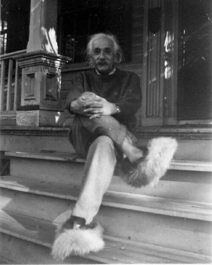 Historical photos - old photos - einstein fuzzy slippers