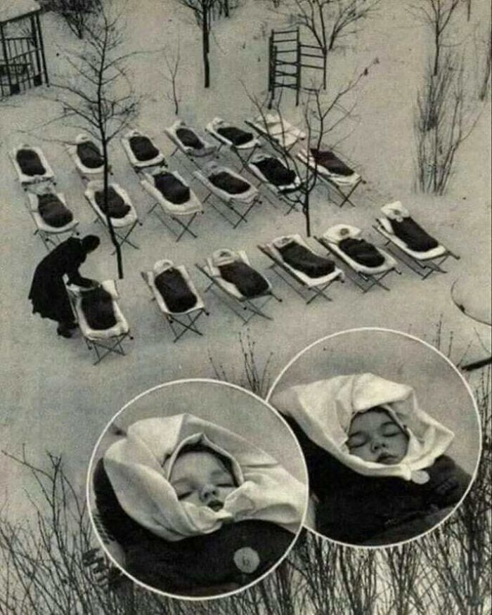 Historical photos - old photos - russian babies sleeping outside