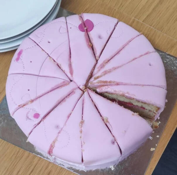 We had a birthday at the office today and our boss insisted on cutting the cake