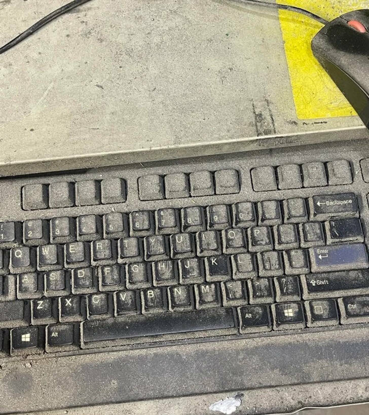 This keyboard at my place of employment. It’s covered with aluminum dust