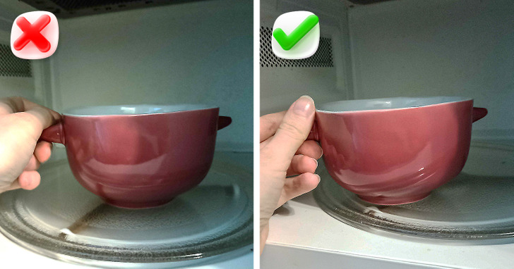 If you often notice the food in the microwave oven heating unevenly (the edges are hot and the middle is cold), try putting the plate near one of the edges, not in the center. This simple trick will allow you to heat the food more evenly.