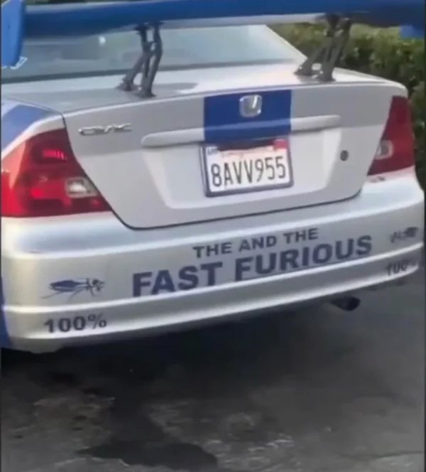 sign fails - vehicle registration plate - BAVV955 The And The Yu Fast Furious 100%