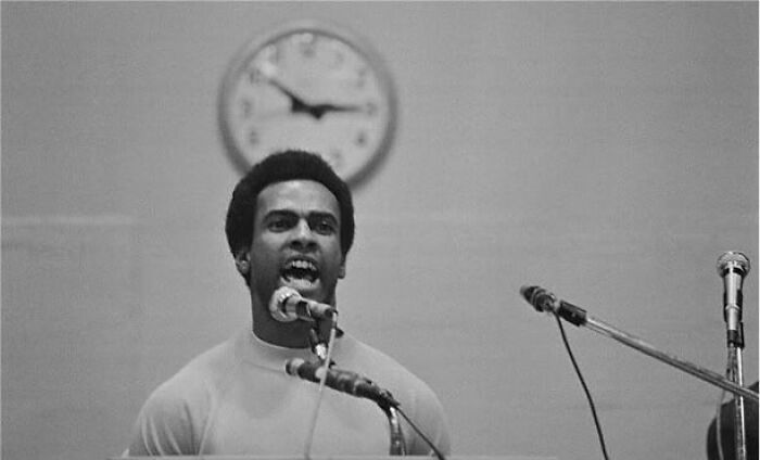 ordinary people shaping history - Black Panther Party co-founder Huey P Newton delivered a speech in New York City where he criticized the previous attitude of the party,