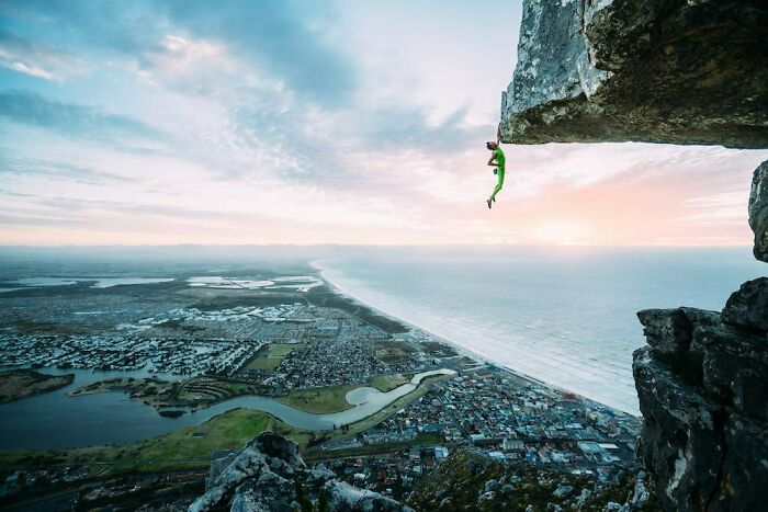 Matt Bush Hanging Five On The First Freesolo Ascent Of 'Heaven On Earth'. Photo By Micky Wiswedel